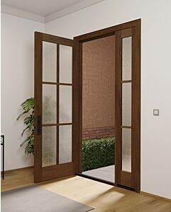 Mahogany Full Lite, 6 Lite SDL Modern Farmhouse Shaker Single Door, Sidelite|G601-SH