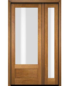 Mahogany 3/4 Lite 1 Panel Single Door, Full Lite Sidelite|G7501-OG