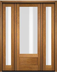Mahogany 3/4 Lite 1 Panel Single Door, Full Lite Sidelites|G7501-OG