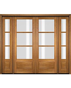 Mahogany 3/4 Lite, 3 Lite SDL 1 Panel Double Door, Sidelites|G7503-OG