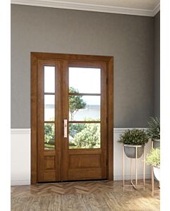 Mahogany 3/4 Lite, 3 Lite SDL 1 Panel Single Door, Sidelite|G7503-OG