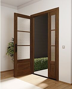 Mahogany 3/4 Lite, 3 Lite SDL 1 Panel Modern Farmhouse Shaker Single Door, Sidelite|G7503-SH