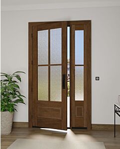 Mahogany 3/4 Lite, 4 Lite SDL 1 Panel Modern Farmhouse Shaker Single Door, Sidelite|G7504-SH