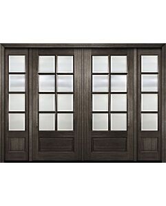 Mahogany 3/4 Lite, 8 Lite SDL 1 Panel Double Door, Sidelites|G7508-OG