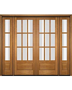 Mahogany 3/4 Lite, 9 Lite SDL 1 Panel Double Door, Sidelites|G7509-OG