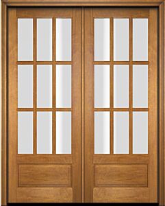 Mahogany 3/4 Lite, 9 Lite SDL 1 Panel Double Door|G7509-OG