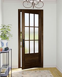 Mahogany 3/4 Lite, 9 Lite SDL 1 Panel Modern Farmhouse Shaker Single Door|G7509-SH