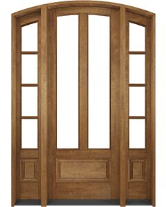 Mahogany Montana Arch Top 3/4 Lite, Twin Lite 1 Panel Single Door, Sidelites|G75201-ART-OG_G75401-ARTP-SL_1-2