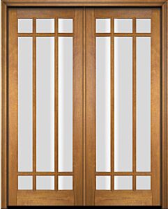 Mahogany Full Lite, 9 Lite Prairie SDL Double Door|G906-OG
