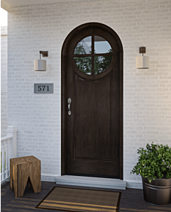 Mahogany Circle Round Top 4 Lite, Top View SDL 1 Panel Single Door|GC401-RT-OG