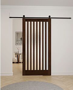 Mahogany Vertical Slimlite SDL Contemporary Modern Shaker Single Barn Door