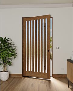 Mahogany Full Slimlite Designer  Contemporary Modern Shaker Pivot Door|GFV-SH