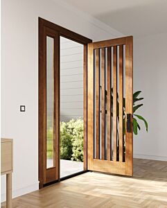 Mahogany Slimlite  Modern Shaker Single Door, Sidelite