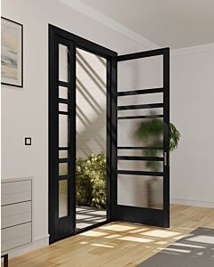 Mahogany Horizon Full Lite, Artistic Lite SDL Contemporary Modern Narrow Profile Shaker Single Door, Sidelite