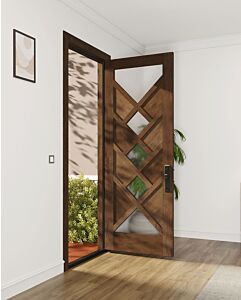 Mahogany Hourglass 5 Lite Art Deco Shaker Single Door