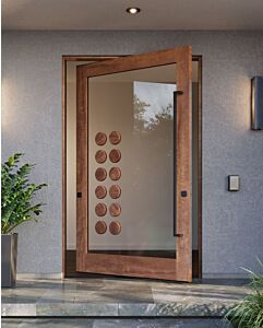 Mahogany LUNEX SDO Contemporary Modern Shaker Impact-Rated Pivot Door