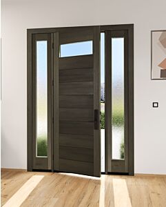 Mahogany Top View Contemporary Modern Shaker Single Door, Sidelites|MR-11-1001-1