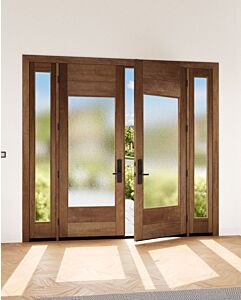 Mahogany Center Lite Contemporary Modern Shaker Double Door, Sidelites|MR-11-401-1