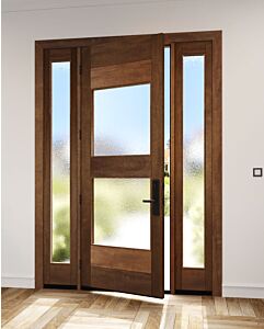 Mahogany 2 Lite TDL Modular Modern Shaker Single Door, Sidelites|MR-11-502-1