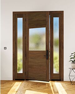 Mahogany Center Lite TDL Contemporary Modern Shaker Single Door, Sidelites|MR-11-601-1