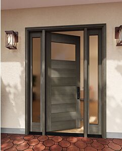Mahogany Top View TDL Contemporary Modern Shaker Single Door, Sidelites|MR-11-801-1