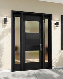 Mahogany 2 Lite TDL Contemporary Modern Shaker Single Door, Sidelites|MR-11-902-1