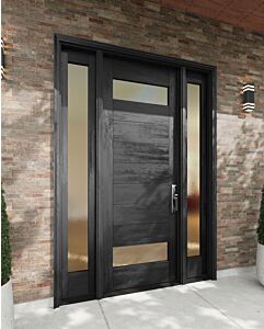 Mahogany 2 Lite TDL Contemporary Modern Shaker Single Door, Sidelites|MR-11-902-3