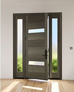 Mahogany Slimlite Contemporary Modern Shaker Single Door, Sidelites|MR-9-802-1-SLM