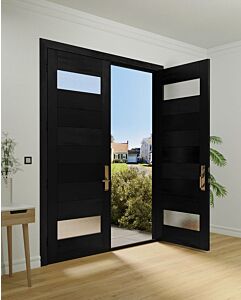 Mahogany 2 Lite  Modular Modern Shaker Double Door|MR-11-902-3