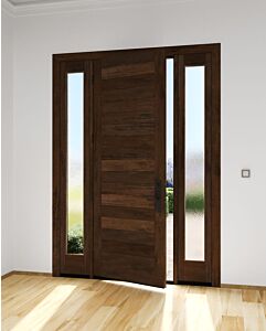 Mahogany Horizontal plank Modular Modern Shaker Single Door, Sidelites|MR5-P101-SW-SH