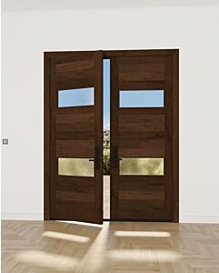 Mahogany 2 Lite  Modular Modern Shaker Double Door|MR5G10-202-SW-SH