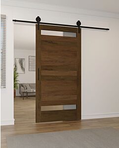 Mahogany 2 Lite Designer SDL Contemporary Modern Shaker Single Barn Door|MR5G5-201-BARN