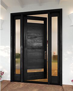 Mahogany 2 Lite  Modular Modern Shaker Single Door, Sidelites|MR5G5-201-SW-SH