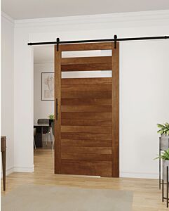 Mahogany 2 Lite Designer SDL Contemporary Modern Shaker Single Barn Door|MR5G5-202-BARN