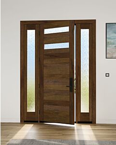 Mahogany 2 Lite  Modular Modern Shaker Single Door, Sidelites|MR5G5-202-SW-SH