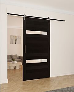 Mahogany 2 Lite Designer SDL Contemporary Modern Shaker Single Barn Door|MR5G5-203-BARN