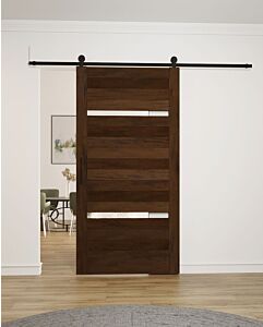 Mahogany Slimlite Designer SDL Contemporary Modern Shaker Single Barn Door|MR5G5-SLM-201-BARN