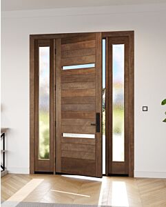 Mahogany Slimlite  Modular Modern Shaker Single Door, Sidelites|MR5G5-SLM-201-SW-SH