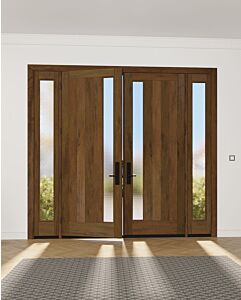 Mahogany Artistic Lite  Modular Modern Shaker Double Door, Sidelites|MRV-53G-3-SH