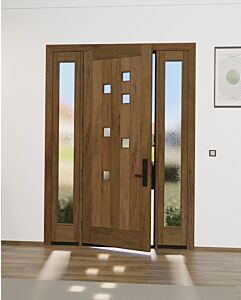 Mahogany Artistic Lite  Modular Modern Shaker Single Door, Sidelites|MRV-53G-6-AS