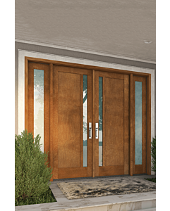 Mahogany Windermere Artistic Lite  Contemporary Modern Shaker Double Door, Sidelites|P111-W-SH