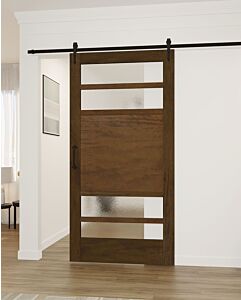 Mahogany 4 Lite Designer SDL Contemporary Modern Shaker Single Barn Door|P114-W-BARN