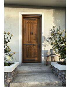 Mahogany V-Grooved Panel Rustic Solid Single Door|P201-V-OG-RST