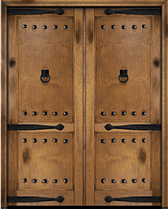 Mahogany 2 Panel Rustic Solid Double Door|P201-OG-RST