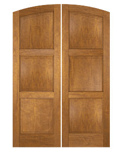 Mahogany Arch Top 3 Panel Solid Double Door|P301-ARTP-OG