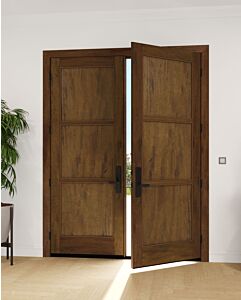 Mahogany Windermere Contemporary Modern 3 Panel Shaker Double Door|P301-W-SH