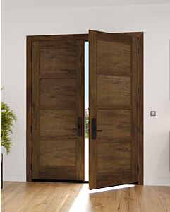 Mahogany Windermere Contemporary Modern 4 Panel Shaker Double Door|P401-W-SH