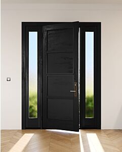 Mahogany Windermere Contemporary Modern 4 Panel Shaker Single Door, Sidelites|P401-W-SH