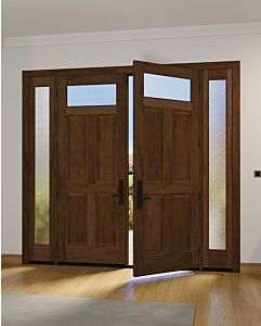 Mahogany Top View 4 Panel Double Door, Sidelites|P401-P