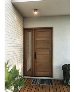 Mahogany Modern 5 Panel Shaker Solid Single Door, Sidelite|P501-SH-SH